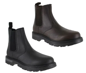 Boys Kids OakTrak Rocksley Leather Dealer Pull On Chelsea Boots Sizes 1 to 7 - Picture 1 of 1
