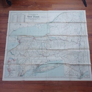 Vintage 1914 Electric Railroad Map of the State of New York Large Huge