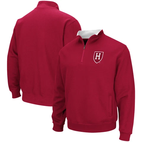 Men's Colosseum Crimson Harvard Crimson Tortugas Team Logo Quarter-Zip Jacket Cover