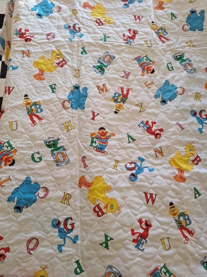 3 Yards Vintage Quilted Sesame Street Comforter Fabric 110"x45" Alphabet Letters - Image 1 of 4