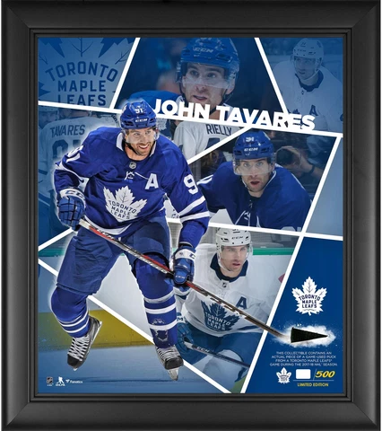 John Tavares Maple Leafs FRMD 15x17 Impact Collage w/ a Piece of GU Puck-LE/500 Cover