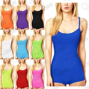 WOMENS HOT PANTS & VEST TOP LADIES MICROFIBER LYCRA DANCE GIRLS OUTFIT GYM SHORT - Picture 1 of 12