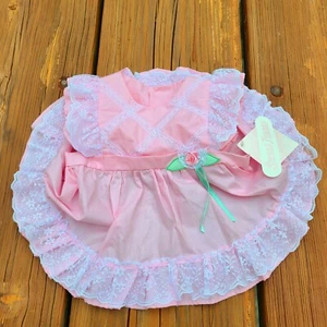 Vintage Baby Girl's MAYFAIR Pink Dress & Bonnet/Hat, Size 12 Months. NEW - Picture 1 of 12