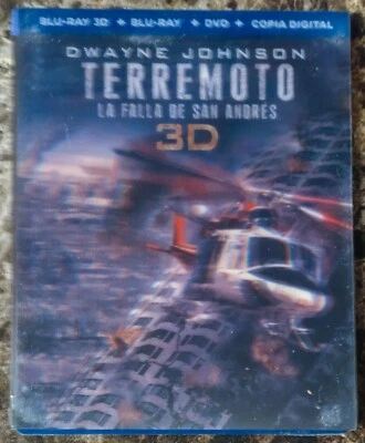 NEW San Andreas 3D Blu-ray DVD 3-Disc Set w Lenticular Slipcover, Mexico Import - Image 1 of 2