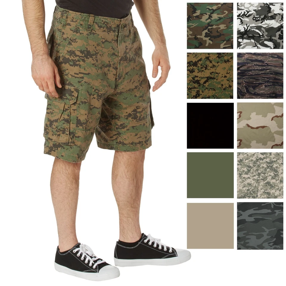 Rothco Washed Camo Paratrooper Cargo Shorts Military Camouflage Tactical Army - Image 1 of 1
