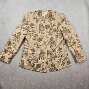 Talbots Jacket Pure Silk Women Size 8 Petite Asian Elephant Corpcore Grandmacore - Picture 1 of 12