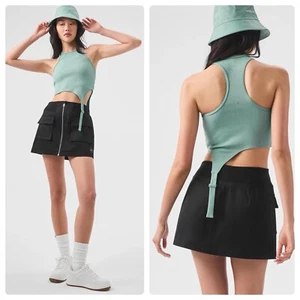 ALO Yoga Edgy Alosoft Ribbed Revelation Crop Tank Botanical Green Size SP NEW - Picture 1 of 8