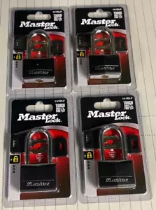 Menge 4 Master Lock Vorhängeschlösser mit schwarzer Abdeckung 1-9/16"" breit 1/4"" x 1-1/2"" Hasp - Bild 1 von 4