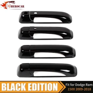 🌟 Para Dodge Ram 2009-17 2018 4 puertas manija cubiertas negro brillante con kh con 2 SMTKH - Imagen 1 de 8