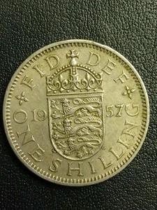 1957 One Shilling English Coin - Picture 1 of 2
