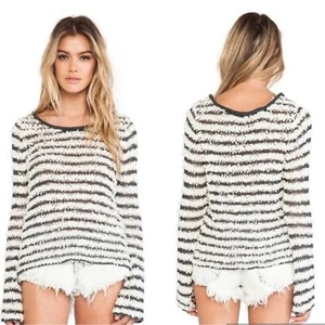 Free People Sweater Downy Stripe Pullover Bell Sleeve Ivory Combo Size XS - Picture 1 of 8