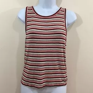 American Eagle Women’s Striped Sleeveless Tank Shirt Sz M - Picture 1 of 7