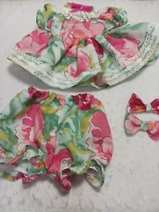 Big flowers dress, panties, & 2 hair bows--fits 16" CP dolls - Picture 1 of 3