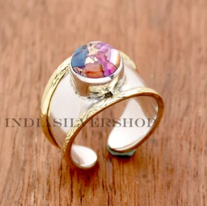 Kingsman Pink Dahlia Turquoise Adjustable Ring Band Statement Band Gift For Her - Picture 1 of 4