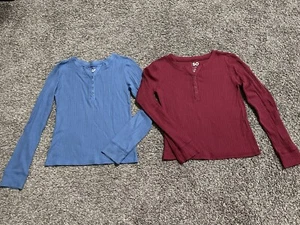 2 SO brand girls long sleeve henley tops sz L10/12 - Picture 1 of 5