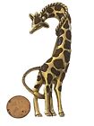 Vintage tall Giraffe Brooch brown enamel Gold metal figurine costume jewelry PIN