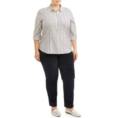 24A04 Just My Size Women's Plus Size Stretch Corduroy 2 Pocket Pants 4XL Black - Image 1 of 2