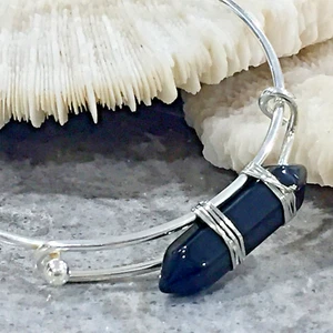 New Obsidian Crystal Bracelet Double Point Crystal Bangle - Healing - Picture 1 of 2