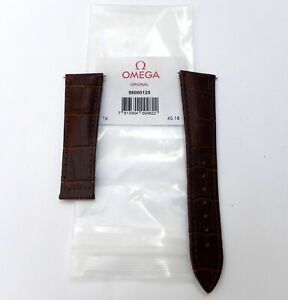  22mm Omega Brown Leather Watch Band Strap 98000125 For Planet Ocean/Seamaster