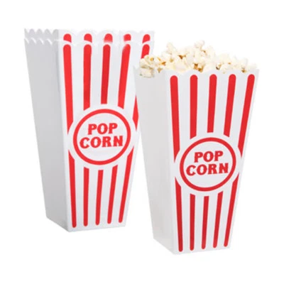 NOVELTY PLACE Plastic Popcorn Containers Classic Popcorn Boxes Bucket for Movie Night