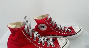 CONVERSE All Star Red Customized with hand jeweled MADE WITH SWAROVSKI CRYSTALS - Picture 1 of 5