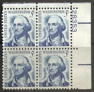 1965-1981 US postage Scott# 1283 5c. Washington Plate Block of 4 MNH  OG - Picture 1 of 1