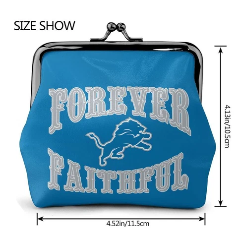 Detroit Lions Leather Coin Purse Change Purse "forever Faithful" Wallet Cover