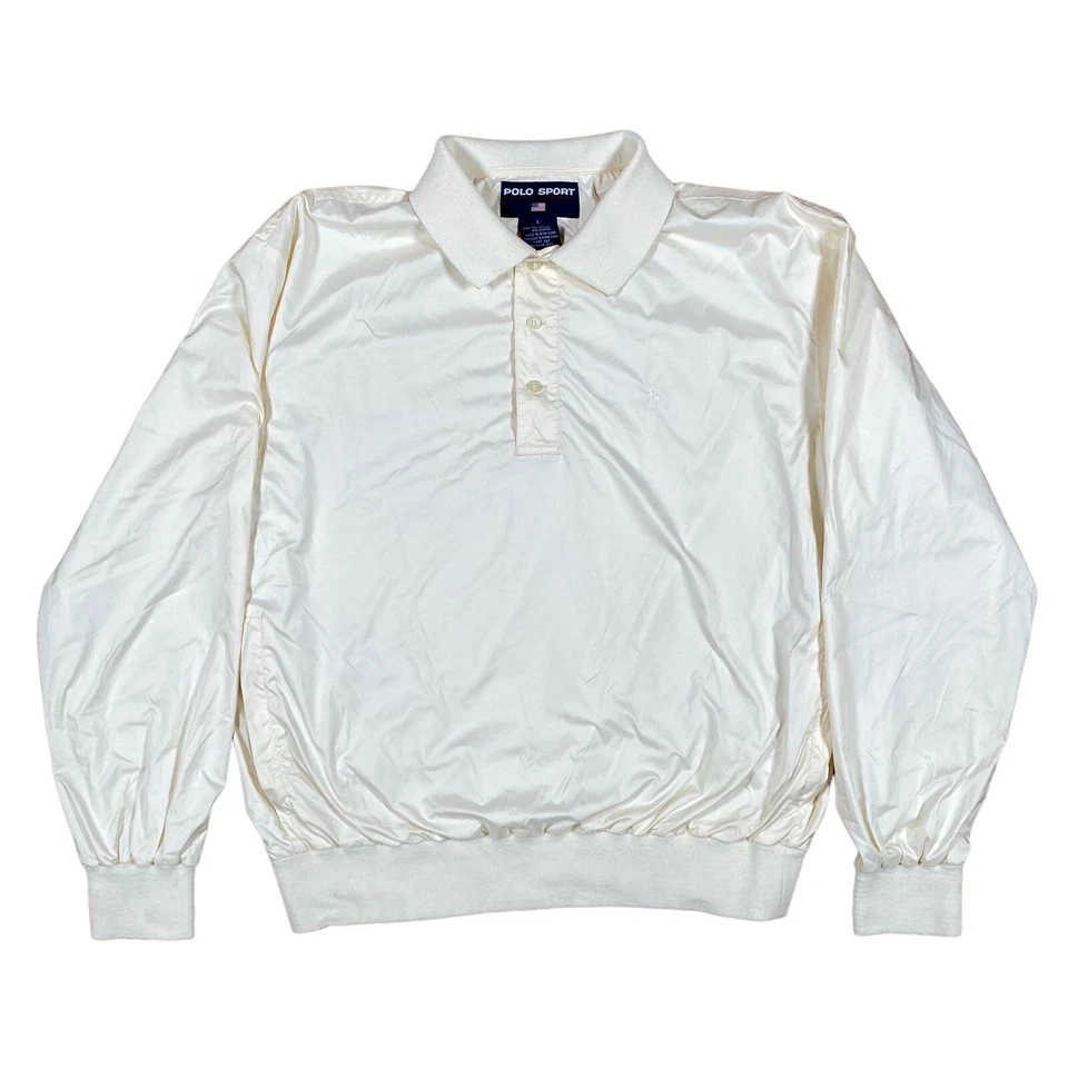 De colección Polo Sport Ralph Lauren Para Hombre L Blanco Crema Forrado Pullover Rompevientos Foto 1 de 4