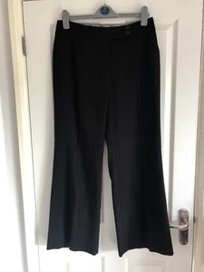M&Co Women's Black Wide Leg Straight Trousers Size 12 (no2) - Picture 1 of 3