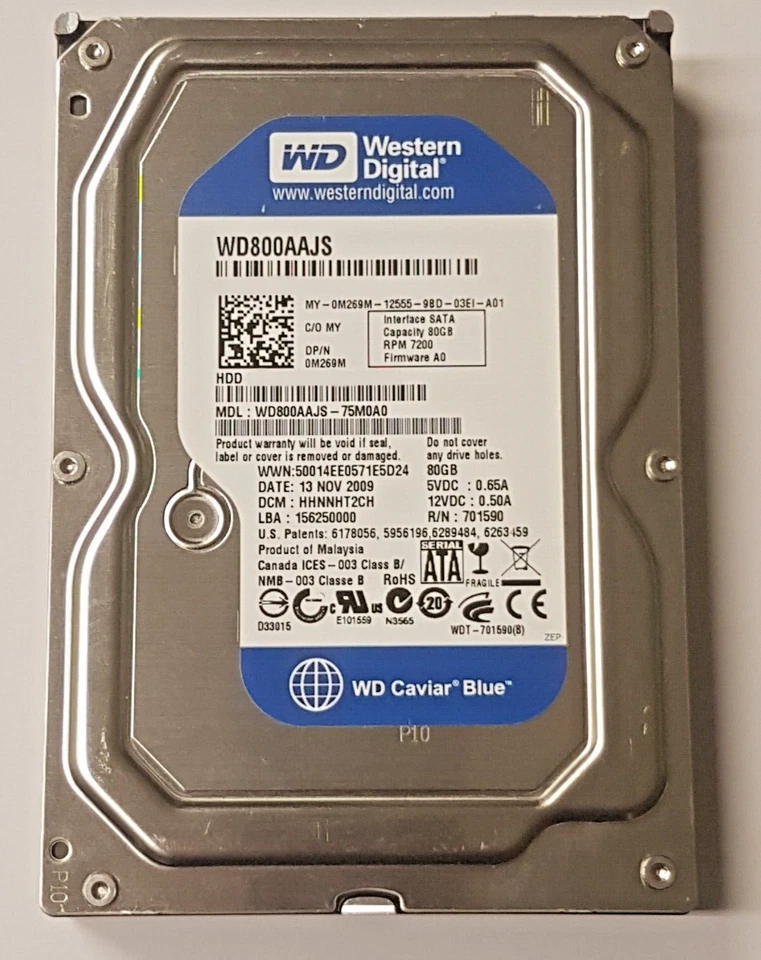 80 GB SATA Western Digital WD800AAJS-75M0A0 7200rpm 8MB HDD 3.5 " Hard Drive - Image 1 of 1