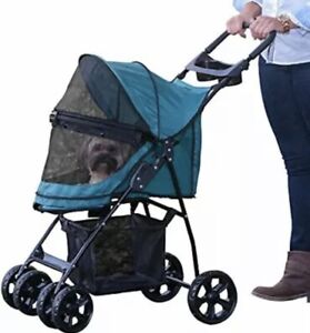 New No Zip Folding 4 Wheels Pet Gear Dog Cat Carrier Stroller Happy Trails Lite