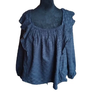 Blusa para mujer Vineyard Vines talla XLarge negra con volantes texturizados - Imagen 1 de 9