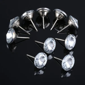 10Pcs 22mm Diamond Crystal Upholstery Nails Tacks Headboard Buttons Studs Decor - Picture 1 of 10