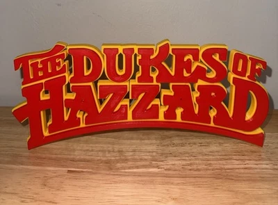CARS Dukes Of Hazzard 3D logo sign shelf Art wall display Tv Show Gift Red/yellow