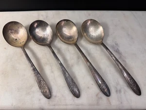 Oneida Community QUEEN BESS II Tudor Silver Plate 1946 Round Gumbo Soup Spoons 4 - Picture 1 of 7