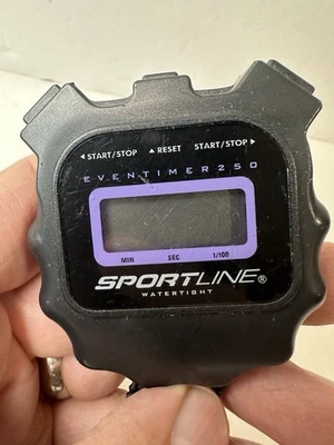 Sportline Eventimer 250 Watertight Stopwatch Black Purple Trim Needs Battery - Image 1 of 4