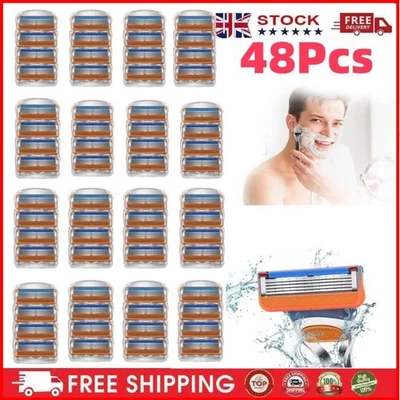 48x Gillete Shaving Razor Blades Refill Compatible Gillette Fusion 5 Proglide UK