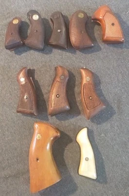 Vtg Bundle Smith Wesson Colt Sile Herretts Detective Checkered Diamond Grip Wood - Image 1 of 4