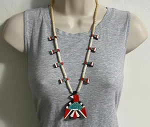 Santo Domingo Depression Ära Donnervogel Halskette Türkis Inlay Native Kewa - Bild 1 von 24