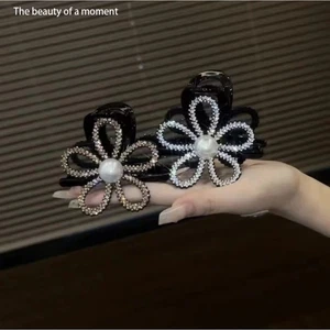 Flower Design Rhinestone Hair Grip for Women Ideal for Ponytail and Bun - Picture 1 of 24