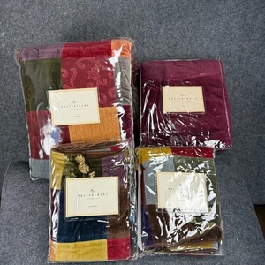 Pottery Barn Clifton Quilt Duvet Sham Bedskirt Set Full Queen Velvet Patchwork - Picture 1 of 10