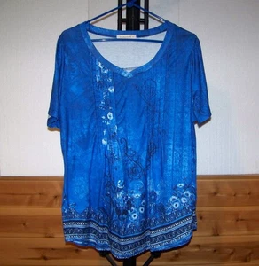 WOMENS ROYAL BLUE SHORTSLEEVE TOP by FANTASLOOK (SIZE 18W or 2X?) - Picture 1 of 4