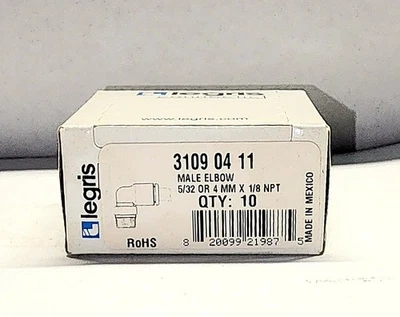 Pack of 10 Legris 3109 56 11 Fittings 5/32" or 4mm Tube x 1/8" NPTM NEW - Image 1 of 2