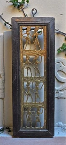 Vintage Messing Wand Dekor Tribal Figuren Panel Original Old Hand Gefertigt - Picture 1 of 6