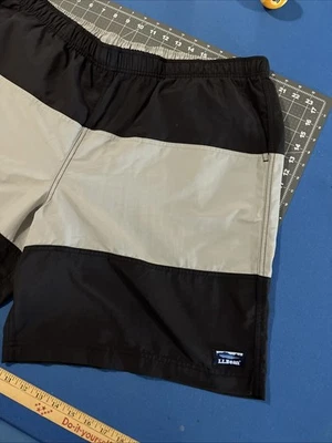 LL Bean Mens Swim Trunks Size XXL Black / Gray Bathing Suit Lined Beach - New - Image 1 of 4
