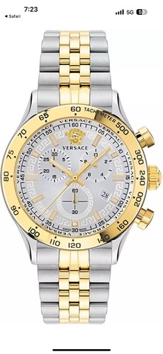 Orologio Uomo Versace VE2U00422 Hellenyium Chrono Acciaio Bianco Argento Oro NUOVO