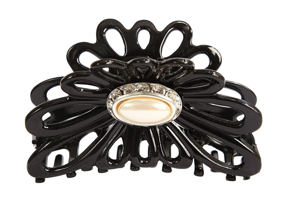 Nueva garra de pelo con flor de sol acampanada para caravana ovalada perla cristal de Swarovski 2 caras WO67 Foto 1 de 1