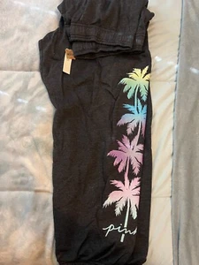 Victoria's Secret PINK SHINE Palm Tree Fleece Campus Baggie XL - Bild 1 von 4