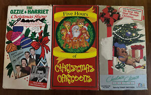 3 VHS Lot The Bear Who Slept Through Christmas 5 Hours Cartoons Ozzie & Harriet
