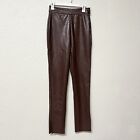 Meshki Straight Leg Brown Faux Leather Textured Pants Womens Size M